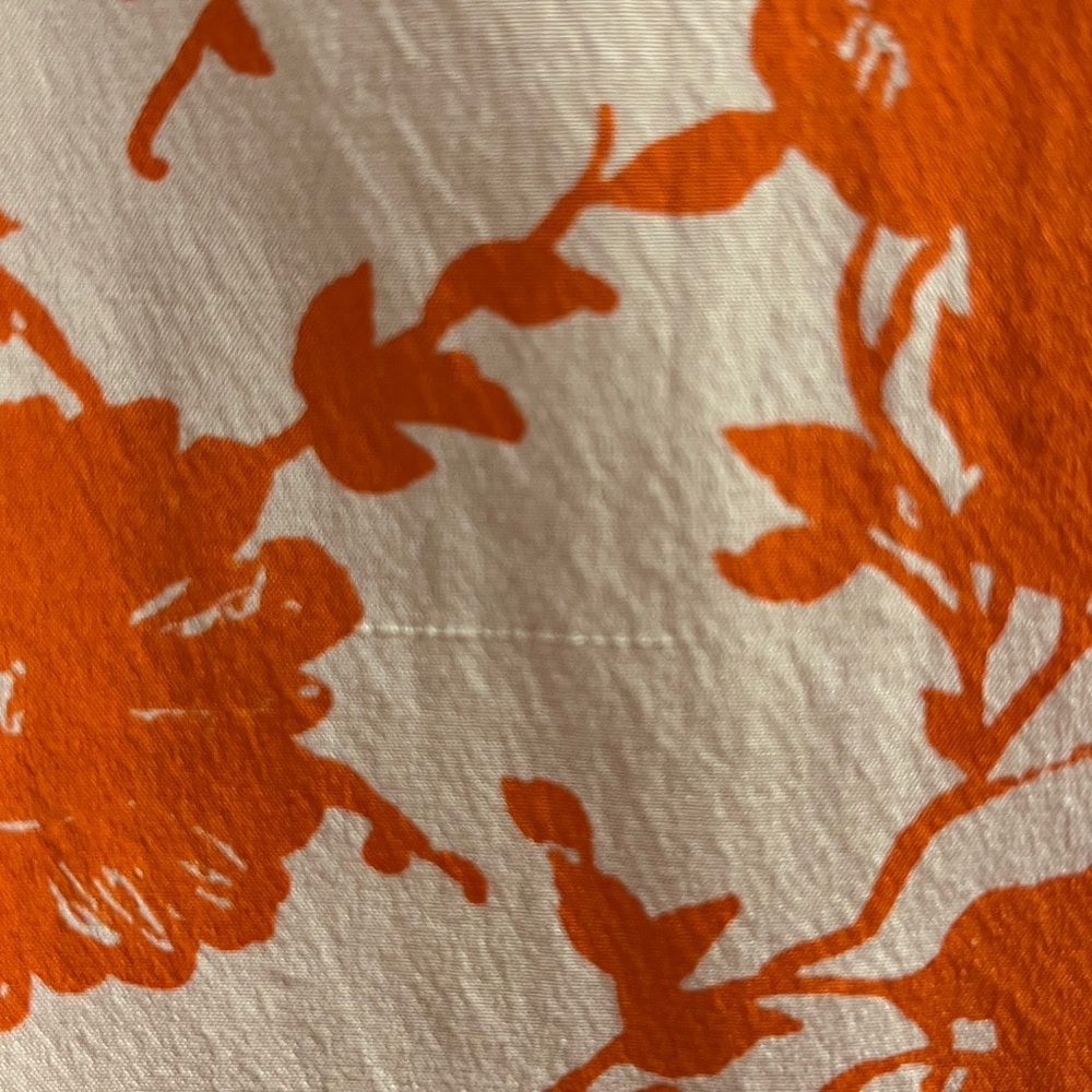 Tory Burch Silk Orange Floral Key Hole Long Sleeve Shift Dress - Picture 9 of 10